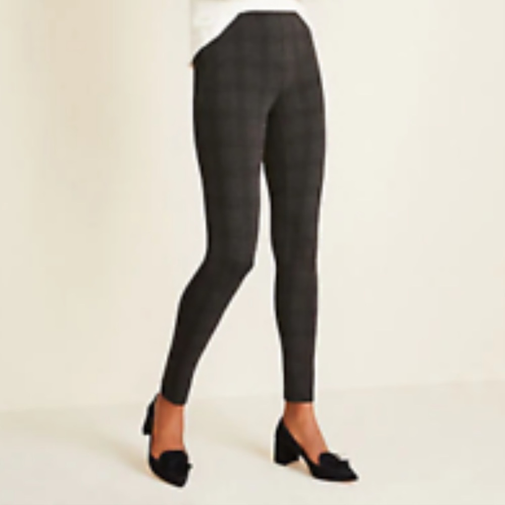 NWOT Ann Taylor Petite Windowpane Seamed Ponte Side Zip Leggings